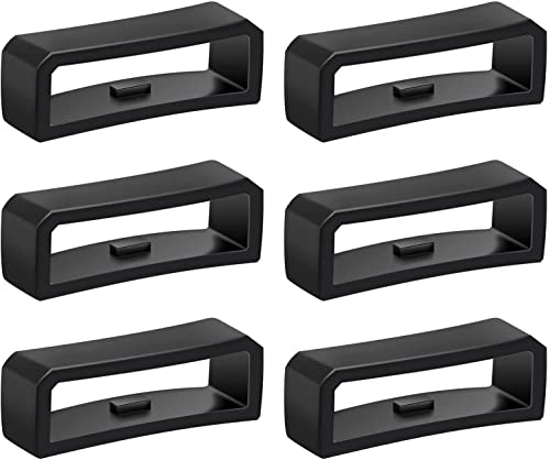 6個22mm時計ストラップホルダーループ、スマートウォッチバンドリストバンド交換用シリコンウォッチバンドキーパーリテーナーファスナーリングパーツ(ブラック)耐久性と実用性